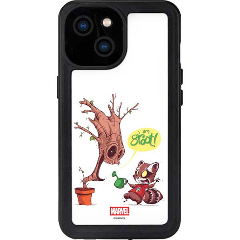 Marvel Rocket Raccoon and Groot Tall Tails iPhone 15 Waterproof Case
